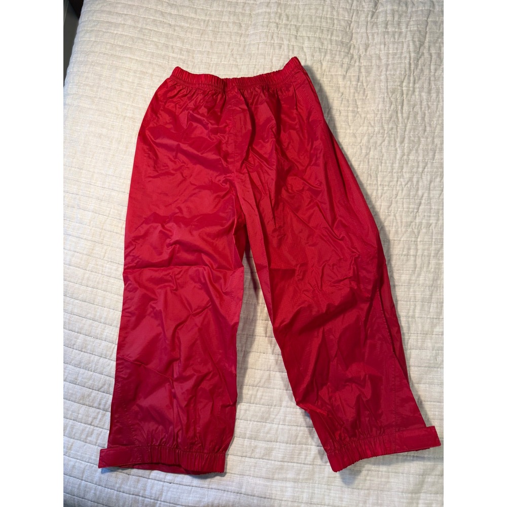 LL Bean Kids Red Nylon Rain Pants Elastic Waist Adjustable Cuffs Size 5-6 0BVR7